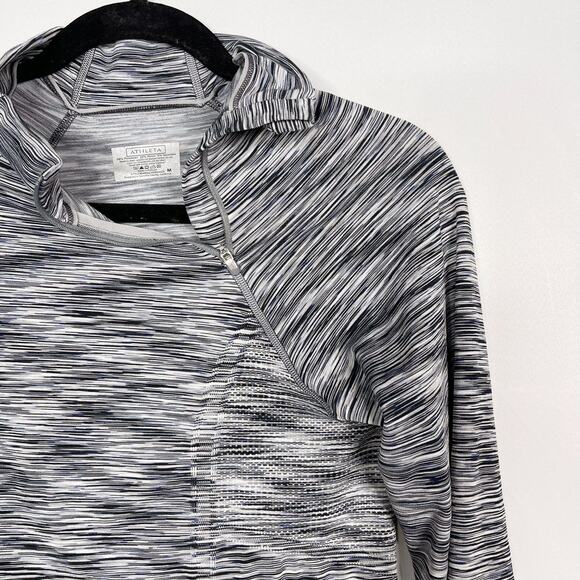 Athleta Medium M Gray Spacedye Fastest Track Asymmetrical 1/4 Zip Running Top - Picture 3 of 13
